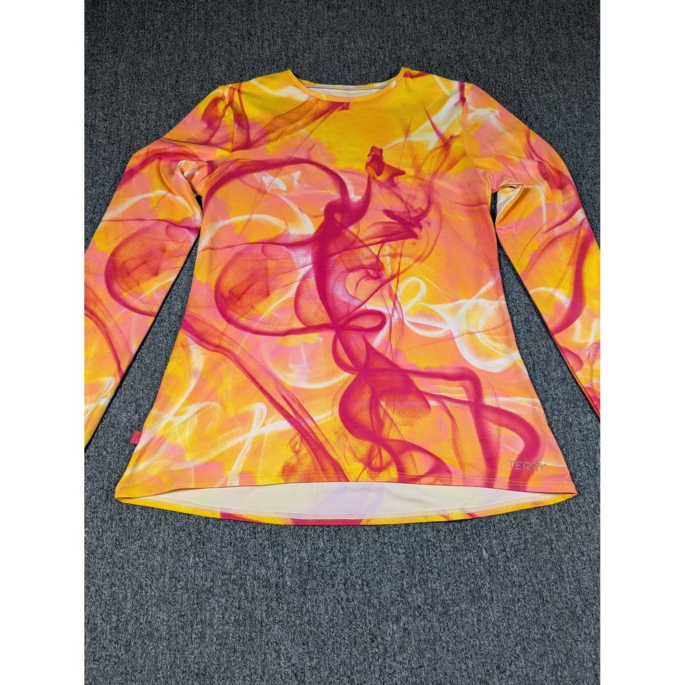 Terry Womens Long Sleeve Cycling Jersey Orange Pink Abstract Swirl Small